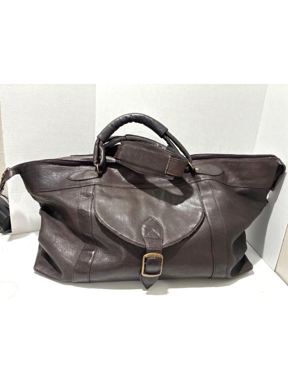 DAVID KING COLOMBIAN LEATHER 25' TOP ZIP WEEKENDER DUFFEL BAG CHOCOLATE